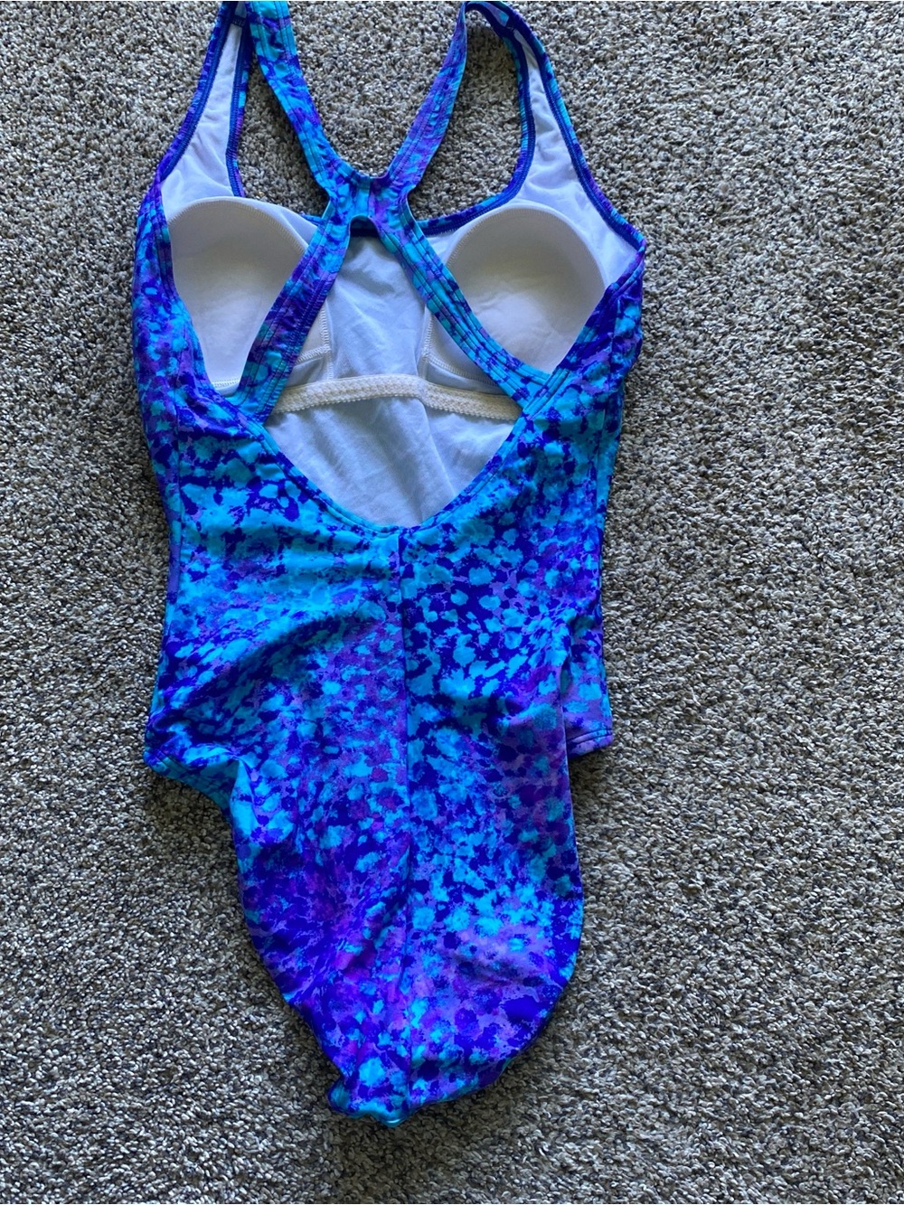 Speedo Women's One-Piece Swimsuit in Blue and Purple Print - Picture 4 of 5